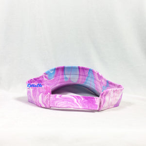 Pink Blue Hearts Retro Inspired Visor Hat-Marble Dipped