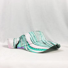 Load image into Gallery viewer, Teal Pink Black Stripes Retro Inspired Visor Hat-Marble Dipped
