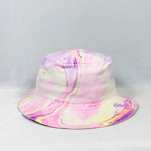 Pastel Color Block Pink Purple Orange Retro Inspired Blacklight Bucket Hat-Marble Dipped