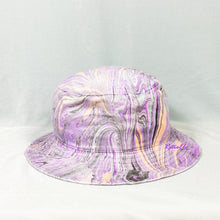 Load image into Gallery viewer, Purple Orange Retro Inspired Blacklight Bucket Hat-Marble Dipped
