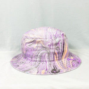 Purple Orange Retro Inspired Blacklight Bucket Hat-Marble Dipped