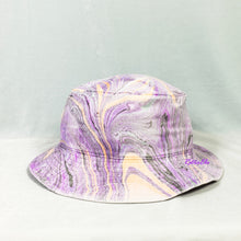 Load image into Gallery viewer, Purple Orange Retro Inspired Blacklight Bucket Hat-Marble Dipped
