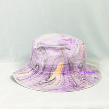 Load image into Gallery viewer, Purple Orange Retro Inspired Blacklight Bucket Hat-Marble Dipped
