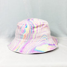 Load image into Gallery viewer, Pastel Rainbow Retro Inspired Blacklight Bucket Hat-Marble Dipped
