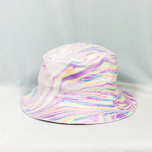 Load image into Gallery viewer, Pastel Rainbow Retro Inspired Blacklight Bucket Hat-Marble Dipped
