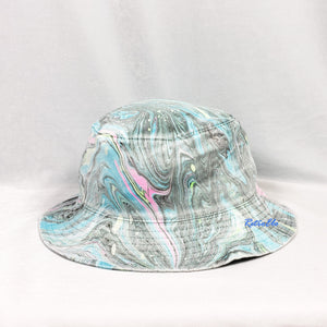 Black Blue Retro Inspired Blacklight Bucket Hat-Marble Dipped