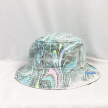 Load image into Gallery viewer, Black Blue Retro Inspired Blacklight Bucket Hat-Marble Dipped
