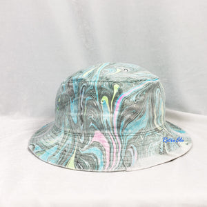 Black Blue Retro Inspired Blacklight Bucket Hat-Marble Dipped