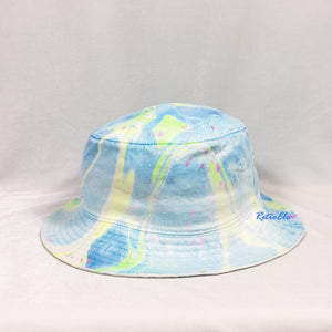 Color Block Blue Green Pink Retro Inspired Blacklight Bucket Hat-Marble Dipped