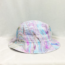 Load image into Gallery viewer, Purple Blue Retro Inspired Blacklight Bucket Hat-Marble Dipped
