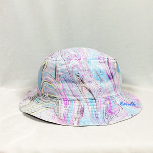 Purple Blue Retro Inspired Blacklight Bucket Hat-Marble Dipped