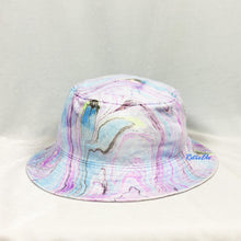 Load image into Gallery viewer, Purple Blue Retro Inspired Blacklight Bucket Hat-Marble Dipped
