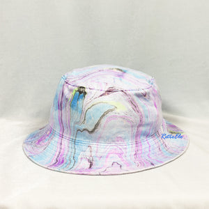 Purple Blue Retro Inspired Blacklight Bucket Hat-Marble Dipped