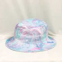 Load image into Gallery viewer, Pastel Purple Blue Retro Inspired Blacklight Bucket Hat-Marble Dipped
