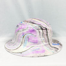 Load image into Gallery viewer, Purple Black Wave Retro Inspired Blacklight Bucket Hat-Marble Dipped
