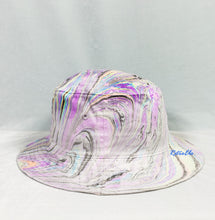 Load image into Gallery viewer, Purple Black Wave Retro Inspired Blacklight Bucket Hat-Marble Dipped
