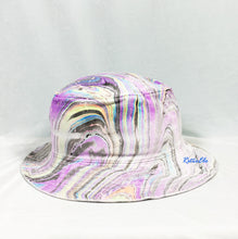 Load image into Gallery viewer, Purple Black Wave Retro Inspired Blacklight Bucket Hat-Marble Dipped
