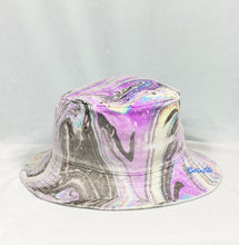 Load image into Gallery viewer, Purple Black Wave Retro Inspired Blacklight Bucket Hat-Marble Dipped
