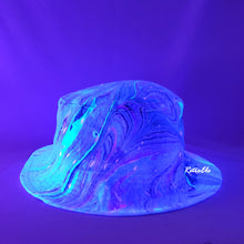 Load image into Gallery viewer, Purple Blue Retro Inspired Blacklight Bucket Hat-Marble Dipped
