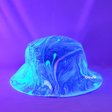 Load image into Gallery viewer, Black Blue Retro Inspired Blacklight Bucket Hat-Marble Dipped
