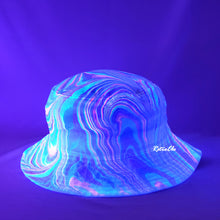 Load image into Gallery viewer, Pastel Rainbow Retro Inspired Blacklight Bucket Hat-Marble Dipped
