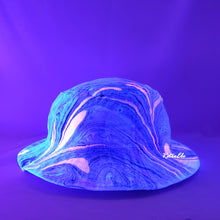 Load image into Gallery viewer, Purple Orange Retro Inspired Blacklight Bucket Hat-Marble Dipped
