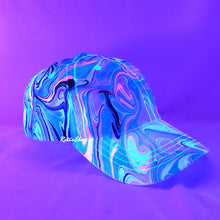 Load image into Gallery viewer, Teal Pink Wave Swirl Retro Inspired Blacklight Dad Hat-Marble Dipped
