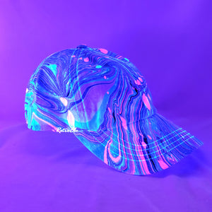 Pink Blue Retro Inspired Blacklight Dad Hat-Marble Dipped