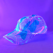 Load image into Gallery viewer, Pink Teal with Hearts Retro Inspired Blacklight Dad Hat-Marble Dipped
