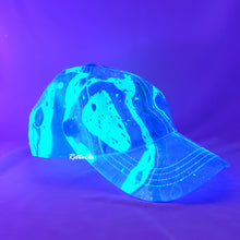 Load image into Gallery viewer, Color Block Blue Green Retro Inspired Blacklight Dad Hat-Marble Dipped
