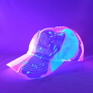 Color Block Purple Orange Retro Inspired Blacklight Dad Hat-Marble Dipped