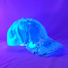 Load image into Gallery viewer, Color Block Blue Teal Retro Inspired Blacklight Dad Hat-Marble Dipped
