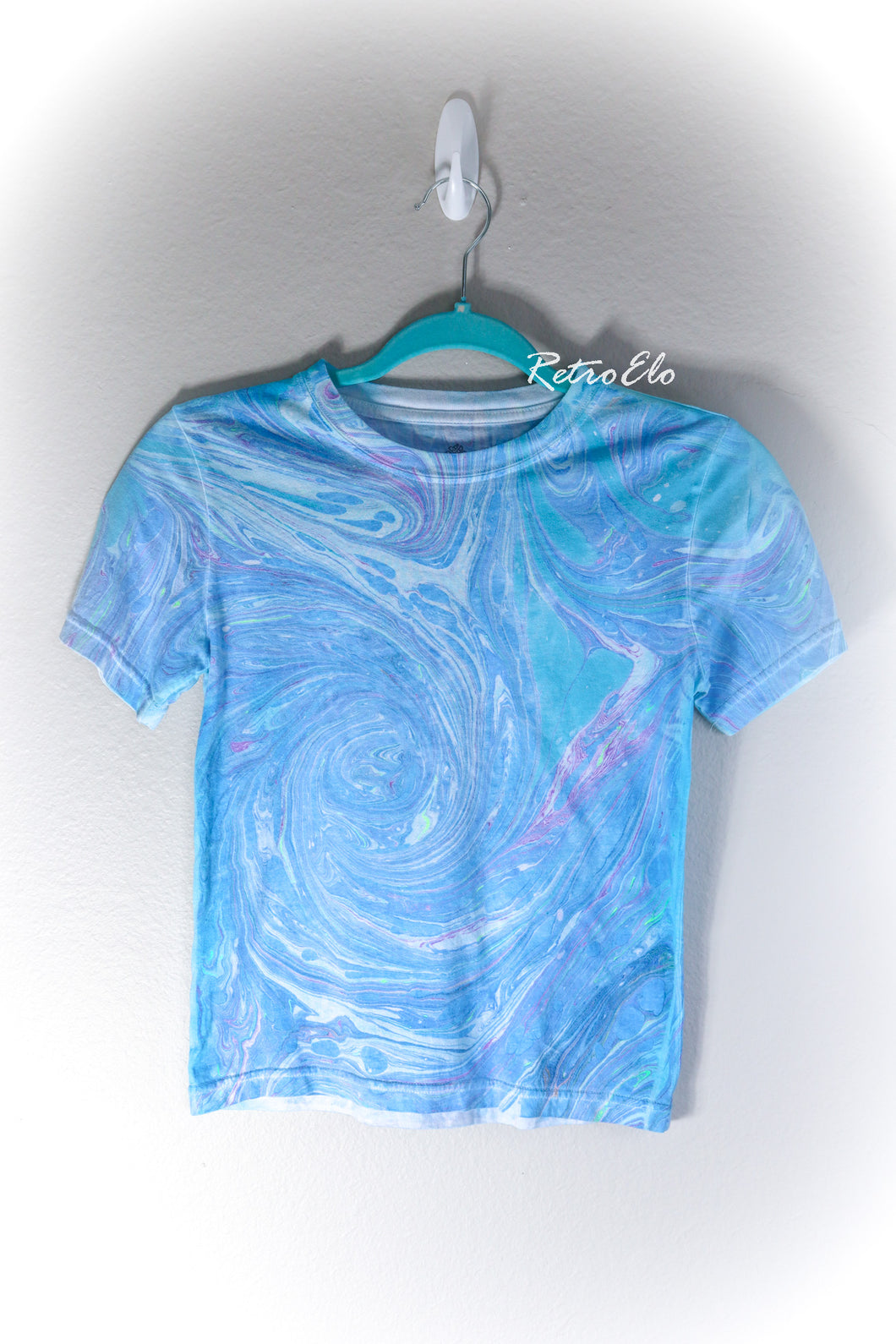Retro Palm Tree Ocean Marbled Shirt-Youth Small