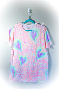 Rainbow Heart Marbled Shirt-Adult Large