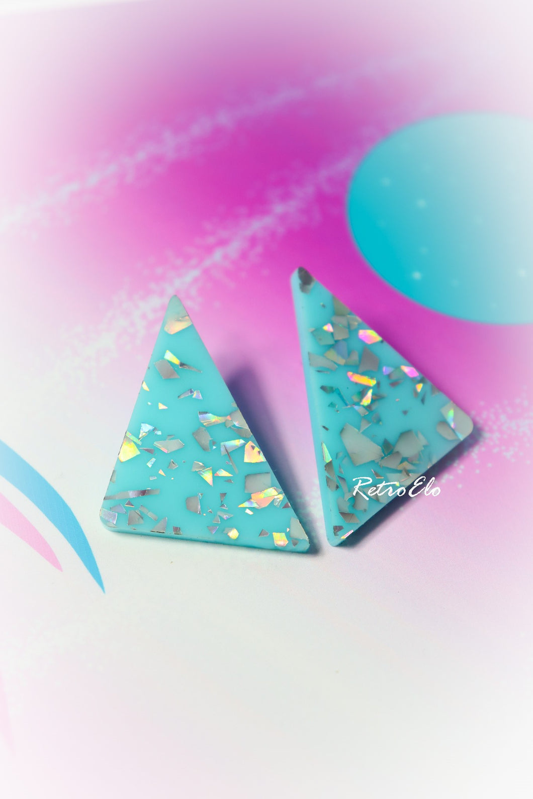 80s Inspired Chunky Glitter Triangle Studs | More Colors!