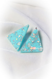 80s Inspired Chunky Glitter Triangle Studs | More Colors!