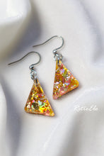 Load image into Gallery viewer, Mini 80s Inspired Chunky Glitter Triangle Earrings | More Colors!
