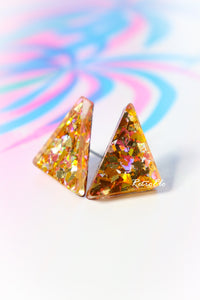 Mini 80s Inspired Chunky Glitter Triangle Studs | More Colors!