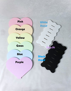 Rainbow Pastel Acrylic Heart Coaster Set with Holder