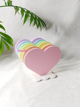 Load image into Gallery viewer, Rainbow Pastel Acrylic Heart Coaster Set with Holder
