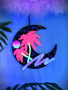 Saved by the Moon-Blacklight Crescent Moon Acrylic Art Wall Hanging