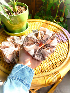 Baby Pink Lace Butterfly Handmade Cotton Small Scrunchie