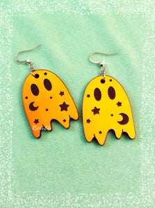 Orange + Black Iridescent Ghost Earrings | Different Styles!