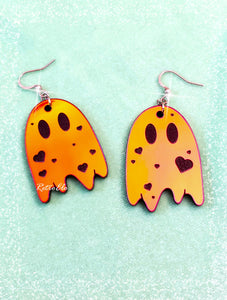 Orange + Black Iridescent Ghost Earrings | Different Styles!