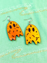 Load image into Gallery viewer, Orange + Black Iridescent Ghost Earrings | Different Styles!
