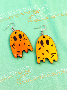 Orange + Black Iridescent Ghost Earrings | Different Styles!