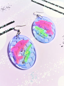 Blacklight Retro Dolphin Earrings