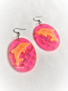 Blacklight Retro Dolphin Earrings