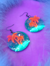 Load image into Gallery viewer, Summer Vacation Vaporwave Blacklight Acrylic Palm Tree Earrings
