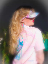 Load image into Gallery viewer, Teal Pink Black Stripes Retro Inspired Visor Hat-Marble Dipped
